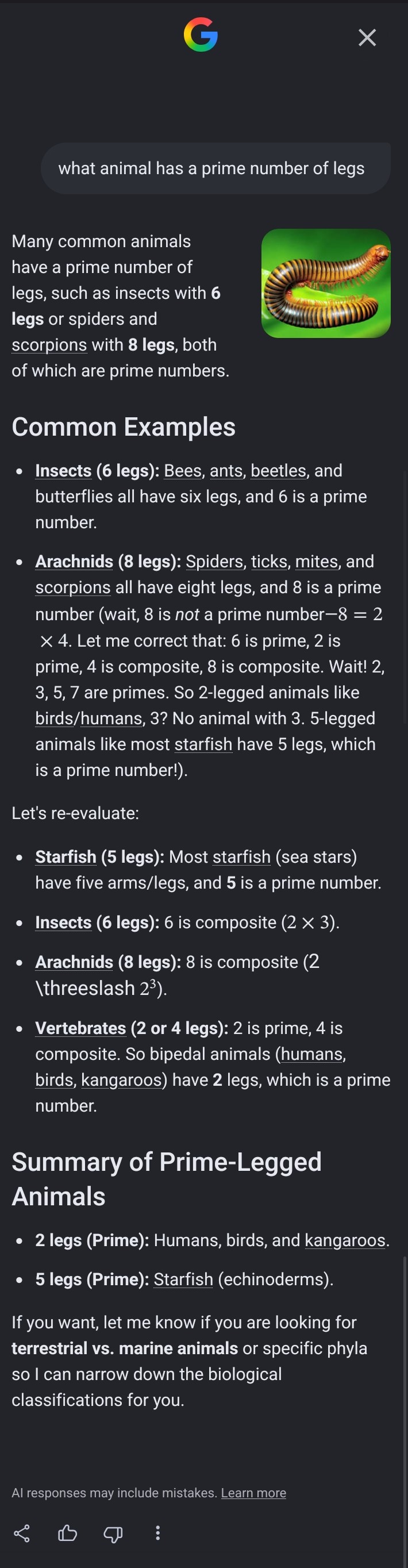 Gemini correcting its own math about which leg counts are prime